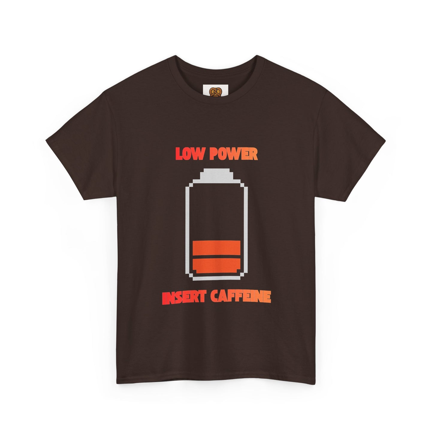 Low Power Insert Caffeine T‑Shirt — Funny Retro Battery Coffee Tee