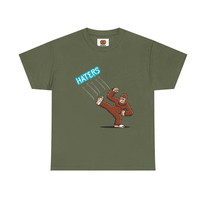 Bigfoot Kicking Haters Tee — Funny Sasquatch Graphic T-Shirt