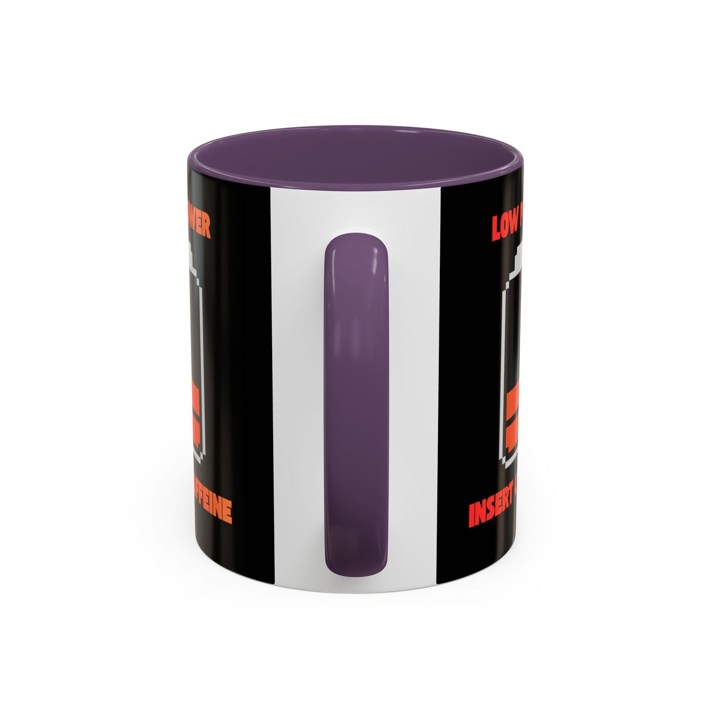 Coffee Mug — "Low Power, Insert Caffeine" Retro Battery Design
