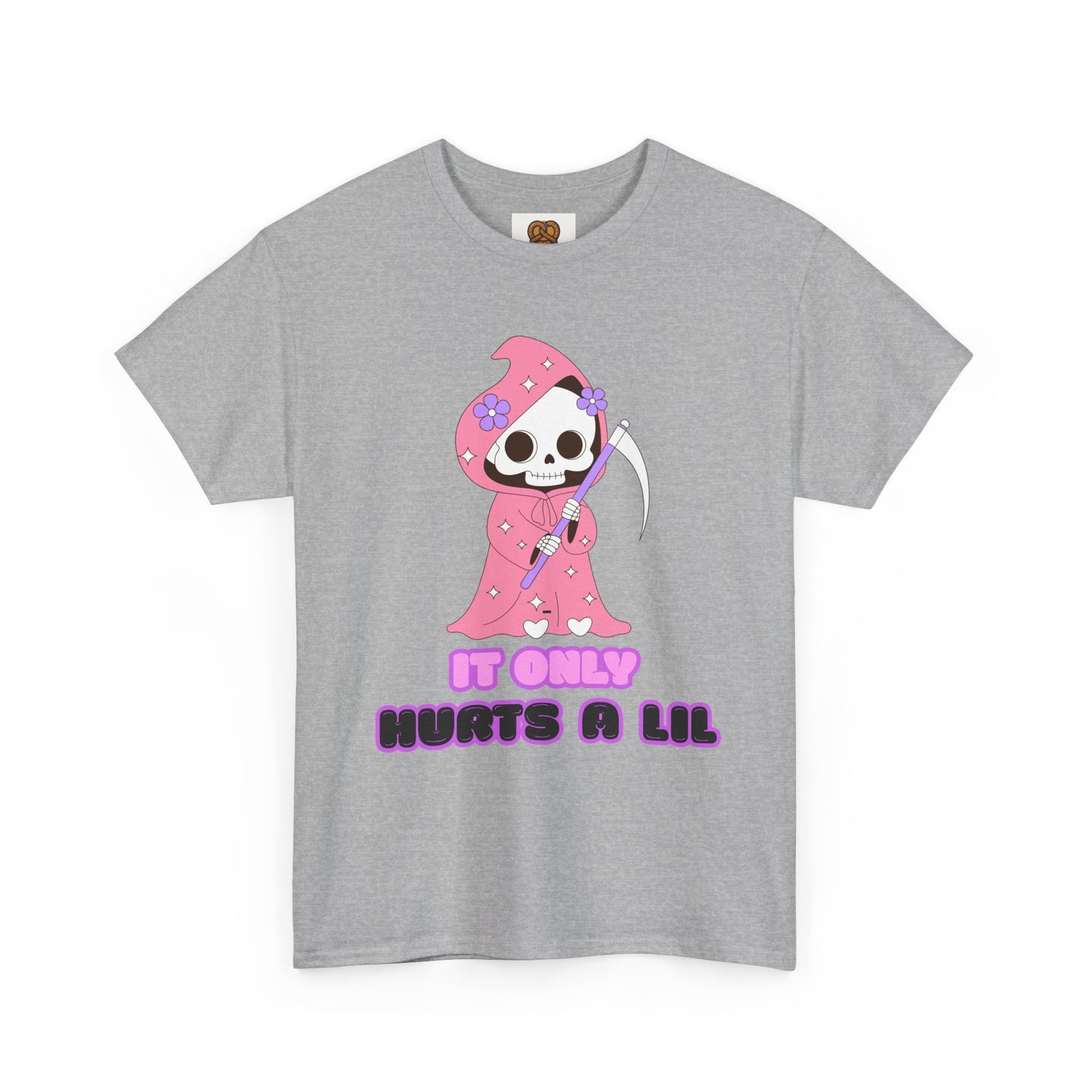 It Only Hurts A Lil Grim Reaper Tee — Cute Goth Skull T-Shirt