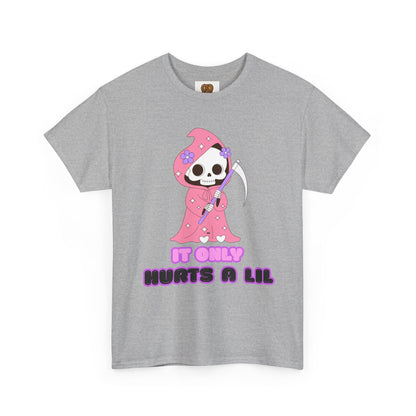 It Only Hurts A Lil Grim Reaper Tee — Cute Goth Skull T-Shirt