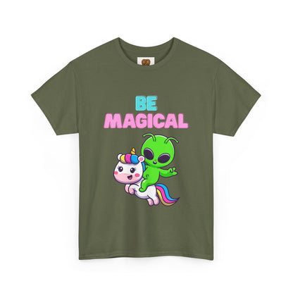 Be Magical Alien Riding Unicorn T-Shirt — Cute Kawaii Graphic Tee