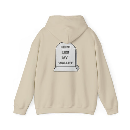 Hoodie - "Here Lies My Wallet" Tombstone Graphic Pullover