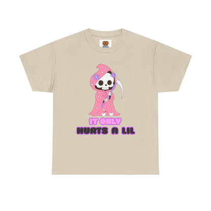 It Only Hurts A Lil Grim Reaper Tee — Cute Goth Skull T-Shirt