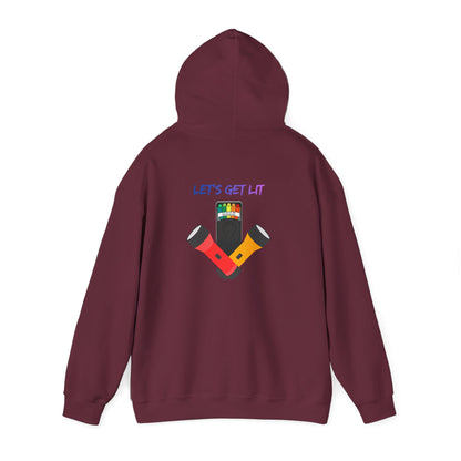 Let’s Get Lit Hoodie — Colorful Flashlight Party Graphic Hooded Sweatshirt