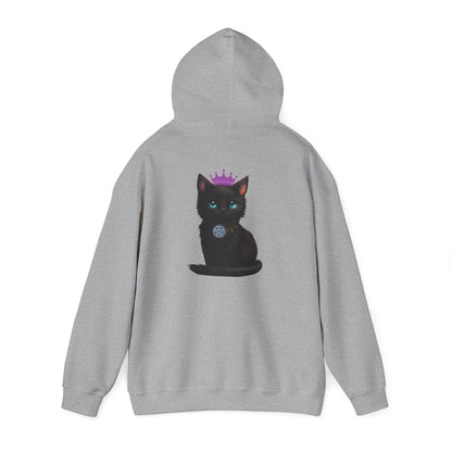 Witchy Cat Hoodie — 'Wicca Queen' Crescent Moon & Black Cat Spiritual Pullover