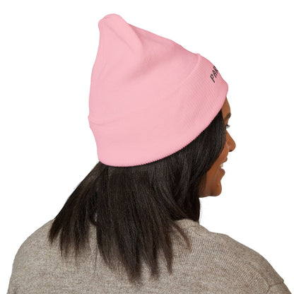 Paratees Embroidered Cuffed Beanie — Minimal Winter Knit Hat