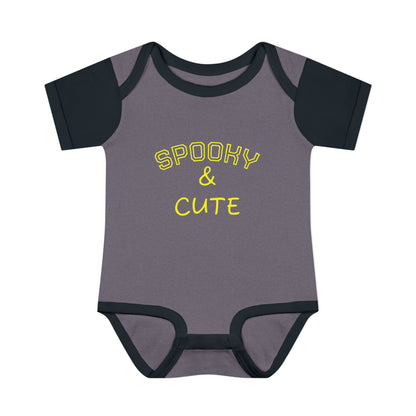 Infant Bodysuit - "Spooky & Cute" Halloween Baby Onesie (Orange)