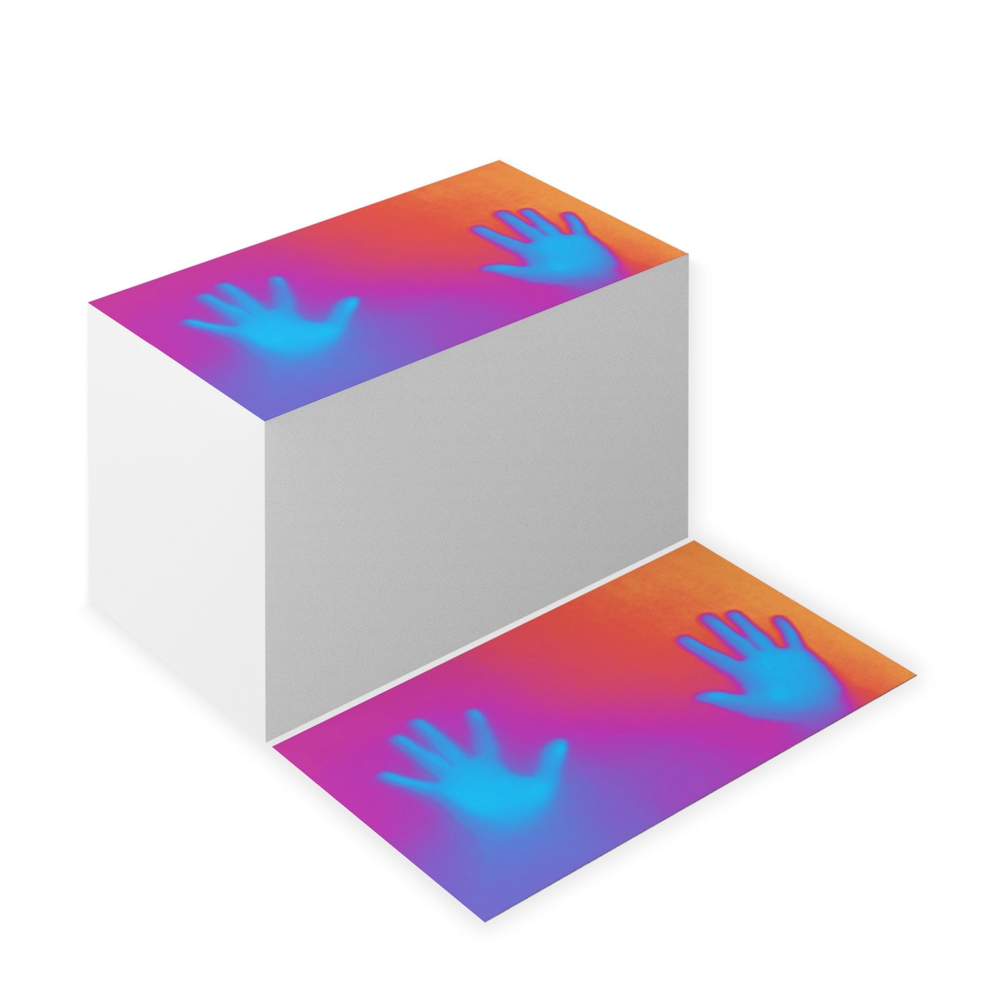 Vibrant Neon Hands Business Cards — Gradient UV Glow Networking Cards