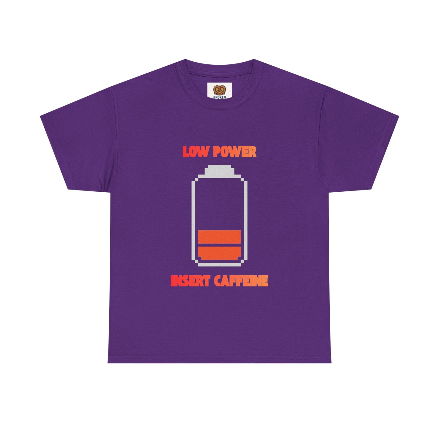 Low Power Insert Caffeine T‑Shirt — Funny Retro Battery Coffee Tee
