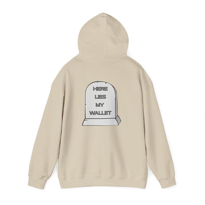 Hoodie - "Here Lies My Wallet" Tombstone Graphic Pullover