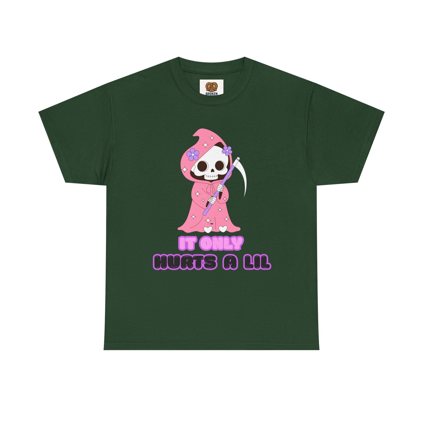 It Only Hurts A Lil Grim Reaper Tee — Cute Goth Skull T-Shirt