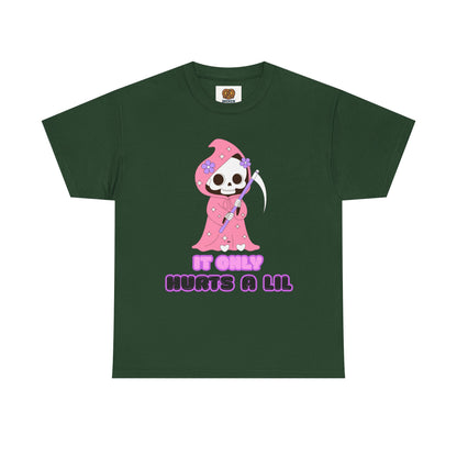 It Only Hurts A Lil Grim Reaper Tee — Cute Goth Skull T-Shirt