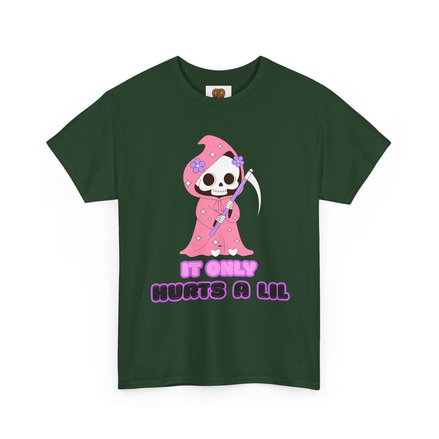 It Only Hurts A Lil Grim Reaper Tee — Cute Goth Skull T-Shirt
