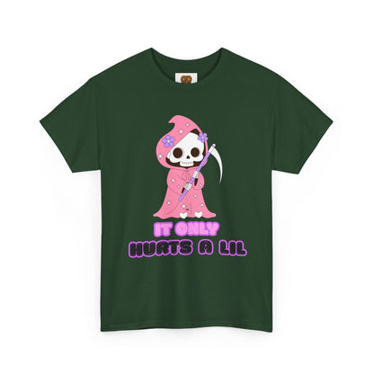 It Only Hurts A Lil Grim Reaper Tee — Cute Goth Skull T-Shirt