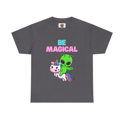 Be Magical Alien Riding Unicorn T-Shirt — Cute Kawaii Graphic Tee