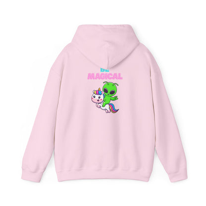 Magical Alien Riding Unicorn Hoodie — Cute Pastel Space Fantasy Sweatshirt