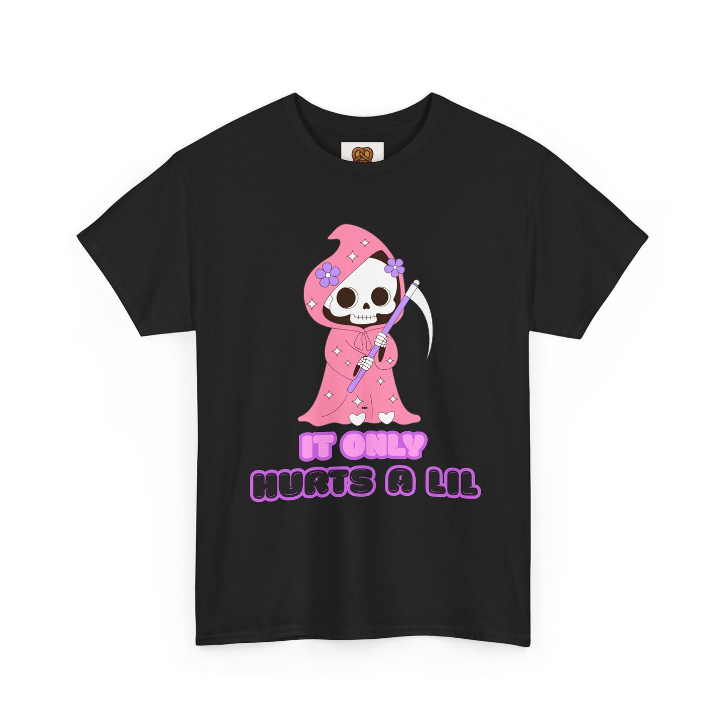 It Only Hurts A Lil Grim Reaper Tee — Cute Goth Skull T-Shirt