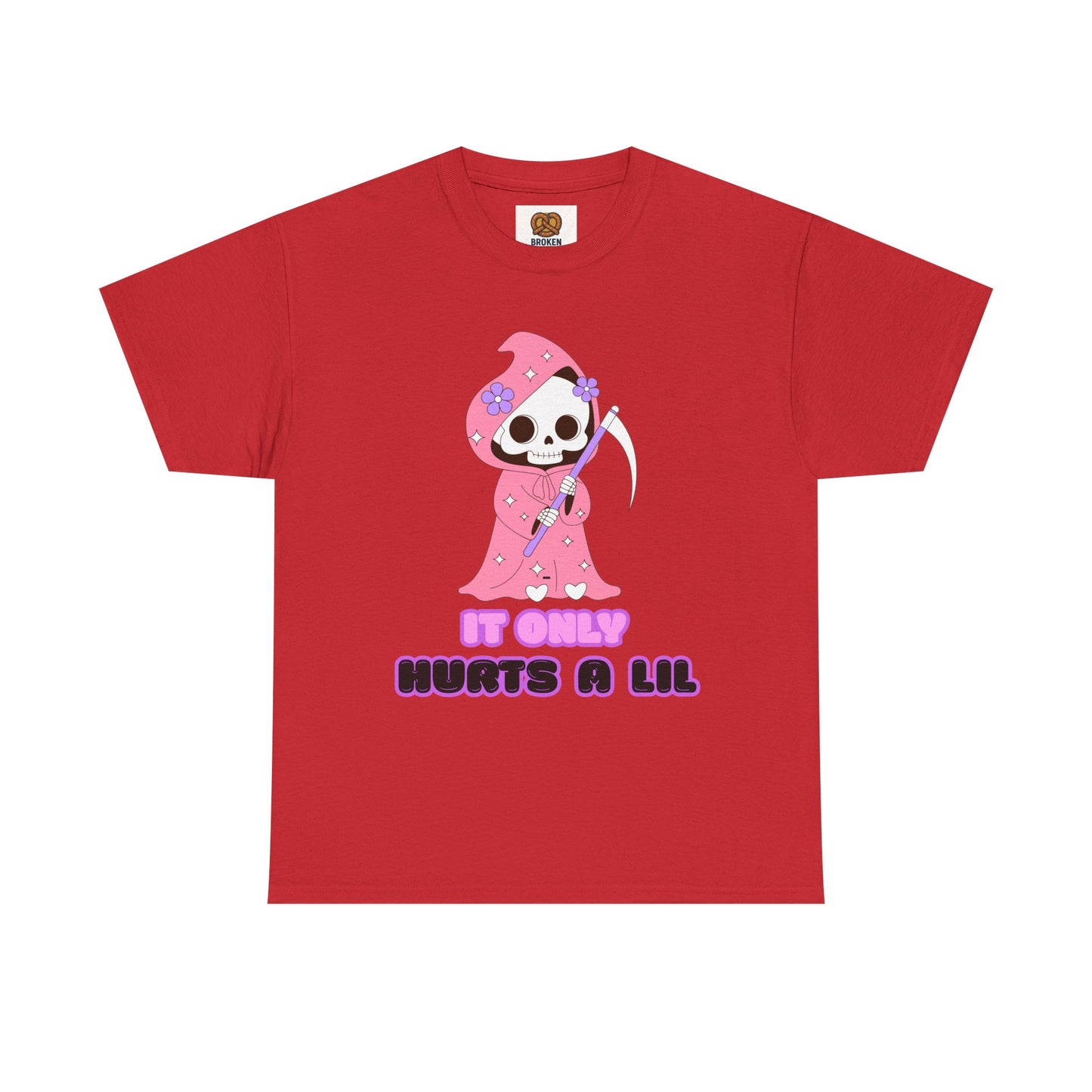 It Only Hurts A Lil Grim Reaper Tee — Cute Goth Skull T-Shirt