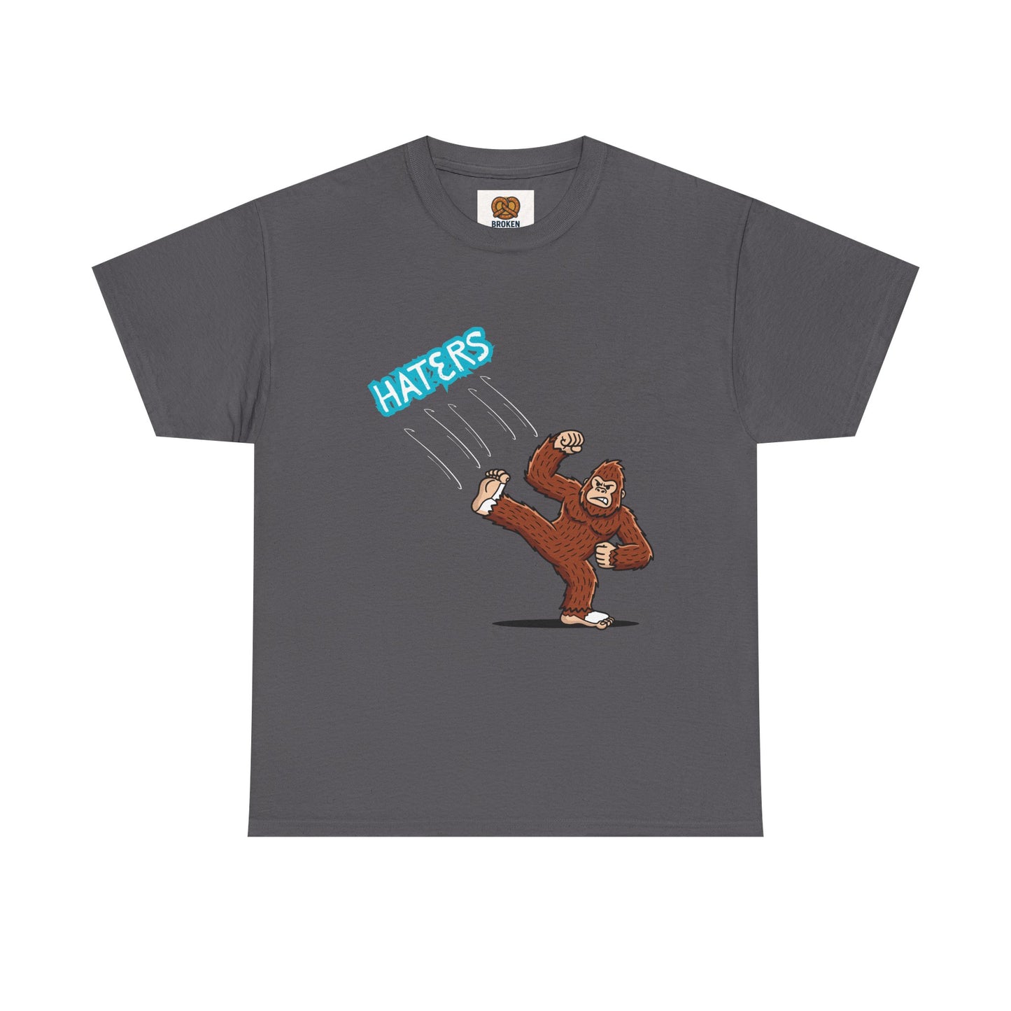 Bigfoot Kicking Haters Tee — Funny Sasquatch Graphic T-Shirt