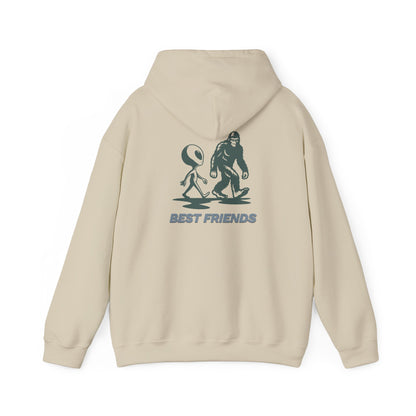 Best Friends Hoodie — Bigfoot & Alien Graphic Pullover