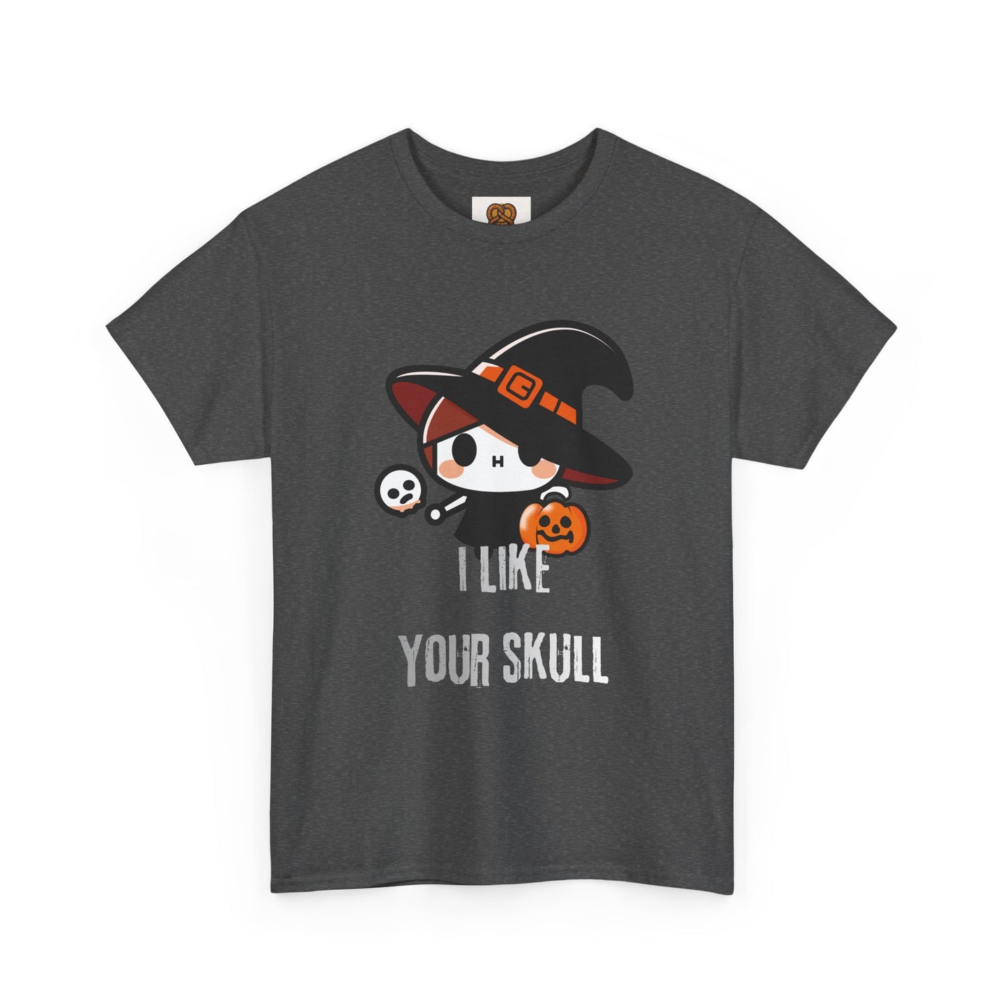 Halloween Witch Skull Tee — "I Like Your Skull" Cute Spooky Graphic T-Shirt