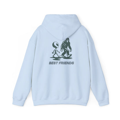 Best Friends Hoodie — Bigfoot & Alien Graphic Pullover