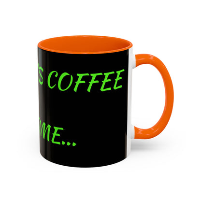Funny Coffee Mug - "Dear It's Coffee Time" Neon Green Accent Mug (11/15oz)