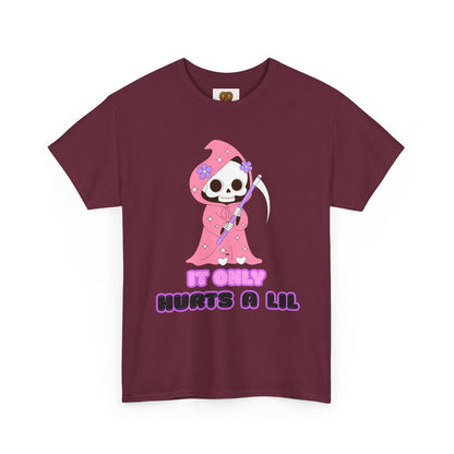It Only Hurts A Lil Grim Reaper Tee — Cute Goth Skull T-Shirt