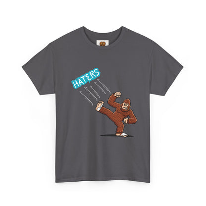 Bigfoot Kicking Haters Tee — Funny Sasquatch Graphic T-Shirt
