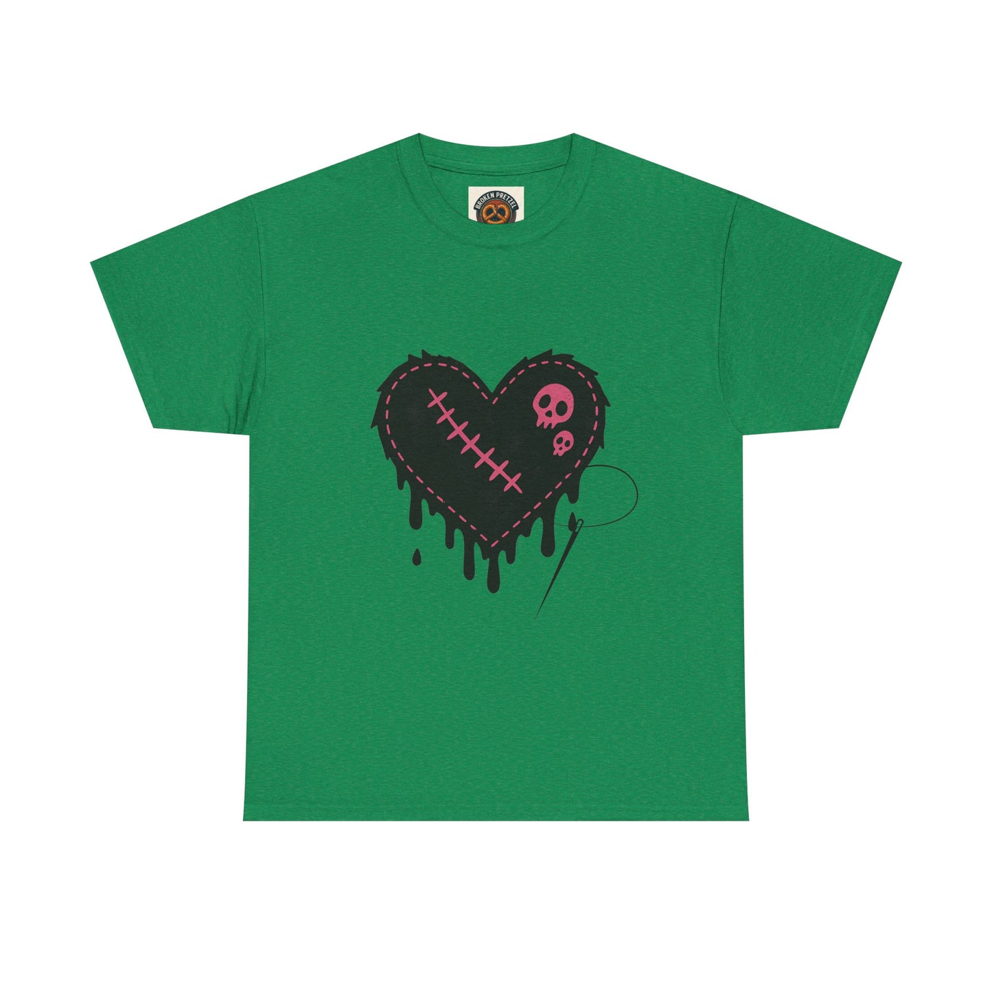 Dripping Stitched Heart Graphic Tee — Gothic Punk Valentine Shirt