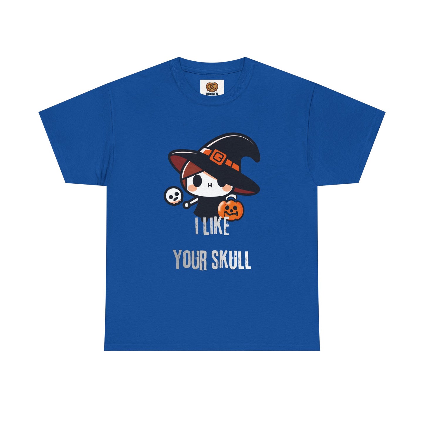 Halloween Witch Skull Tee — "I Like Your Skull" Cute Spooky Graphic T-Shirt