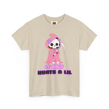 It Only Hurts A Lil Grim Reaper Tee — Cute Goth Skull T-Shirt