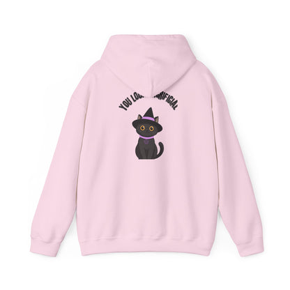 Witch Cat Hoodie – "You Look Purrrfect" Cute Black Cat Halloween Sweatshirt