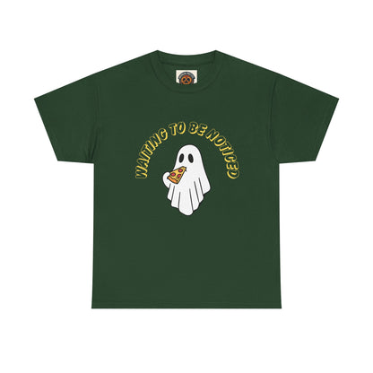 Ghost Holding Pizza "Waiting to Be Noticed" T‑Shirt