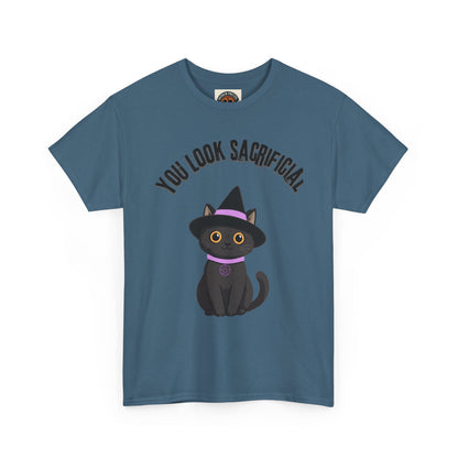 You Look Sacrificial Black Cat Halloween T-Shirt — Cute Witch Cat Tee for Halloween