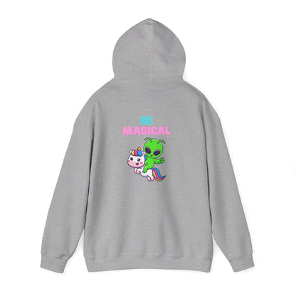 Magical Alien Riding Unicorn Hoodie — Cute Pastel Space Fantasy Sweatshirt