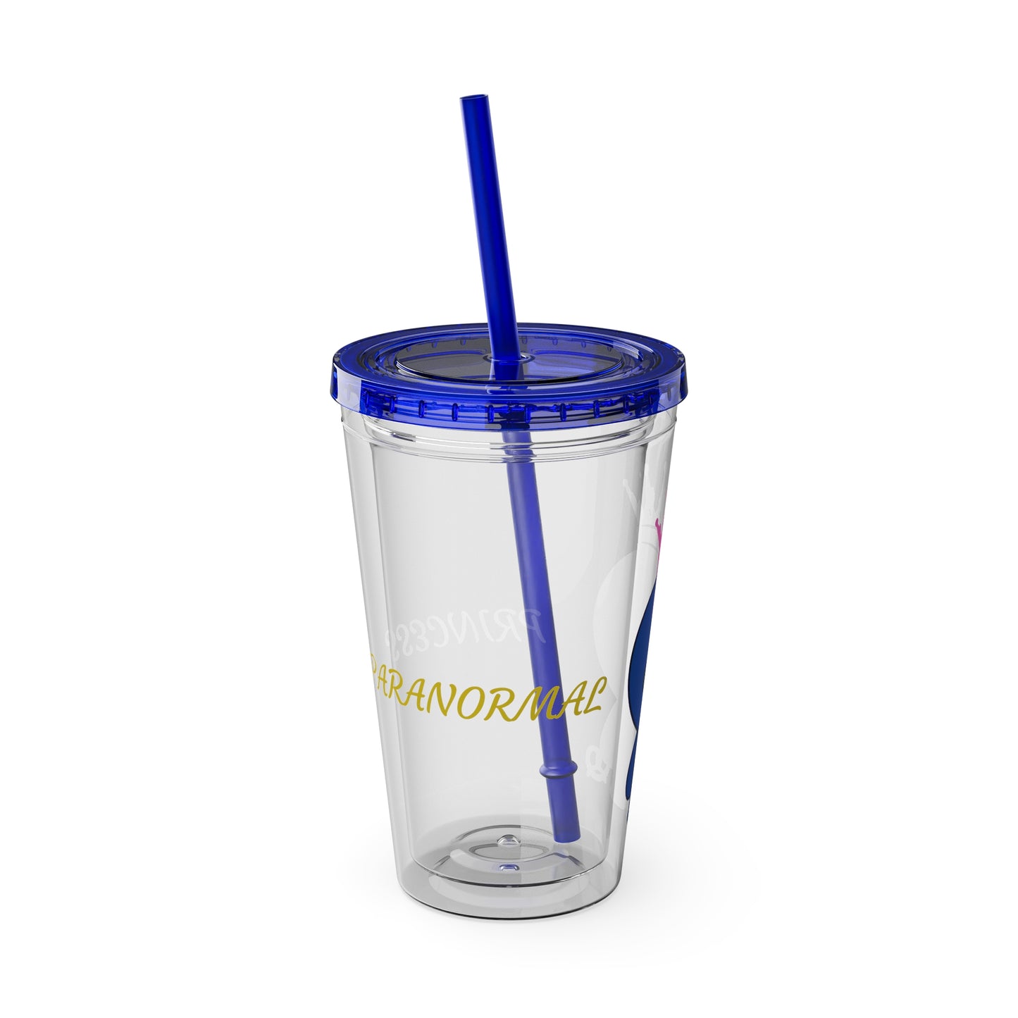 16oz Acrylic Tumbler with Straw — Cute Purple Blue Character 'Paranormal' Drink Cup