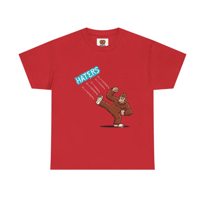 Bigfoot Kicking Haters Tee — Funny Sasquatch Graphic T-Shirt