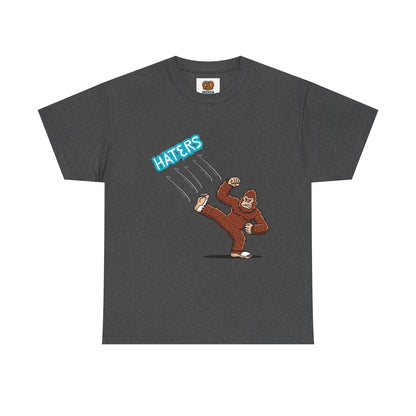 Bigfoot Kicking Haters Tee — Funny Sasquatch Graphic T-Shirt