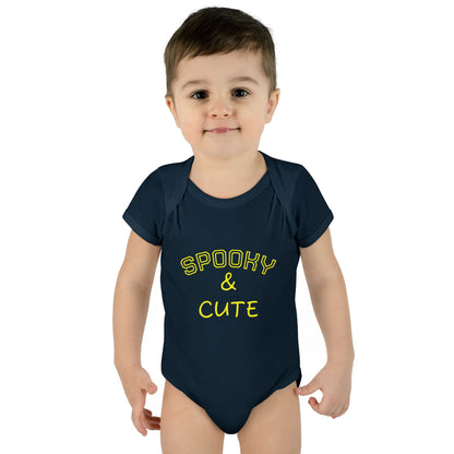 Infant Bodysuit - "Spooky & Cute" Halloween Baby Onesie (Orange)