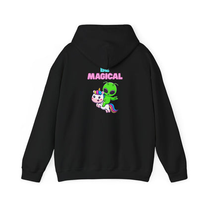 Magical Alien Riding Unicorn Hoodie — Cute Pastel Space Fantasy Sweatshirt