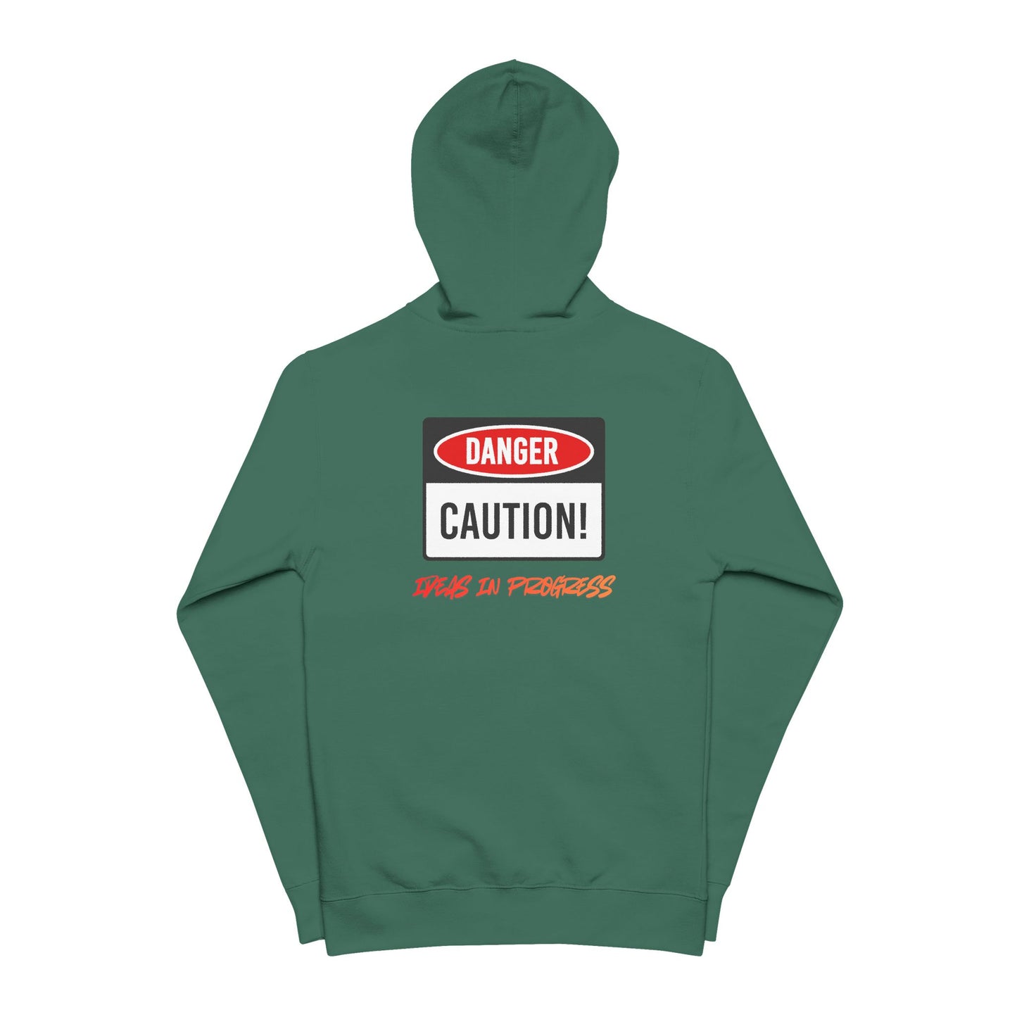 Danger Caution Zip-Up Hoodie — "Spaz & Phobos" Graphic Fleece Jacket