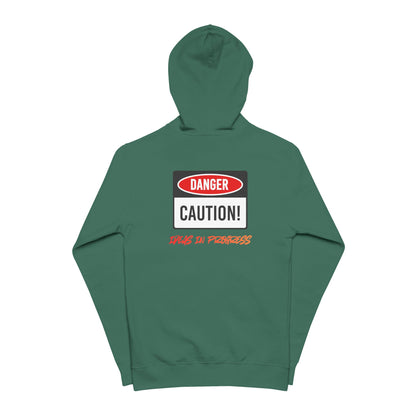 Danger Caution Zip-Up Hoodie — "Spaz & Phobos" Graphic Fleece Jacket