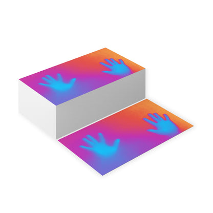 Vibrant Neon Hands Business Cards — Gradient UV Glow Networking Cards
