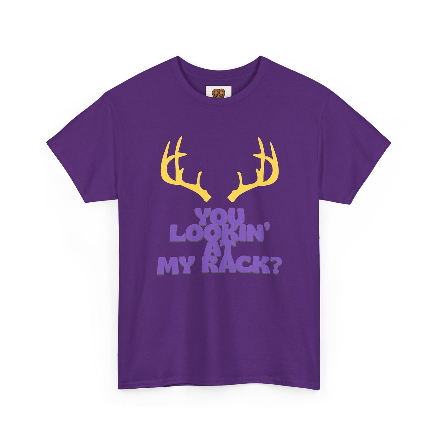 Funny Antler T-Shirt — "You Lookin' at My Rack?" Hunting Humor Tee