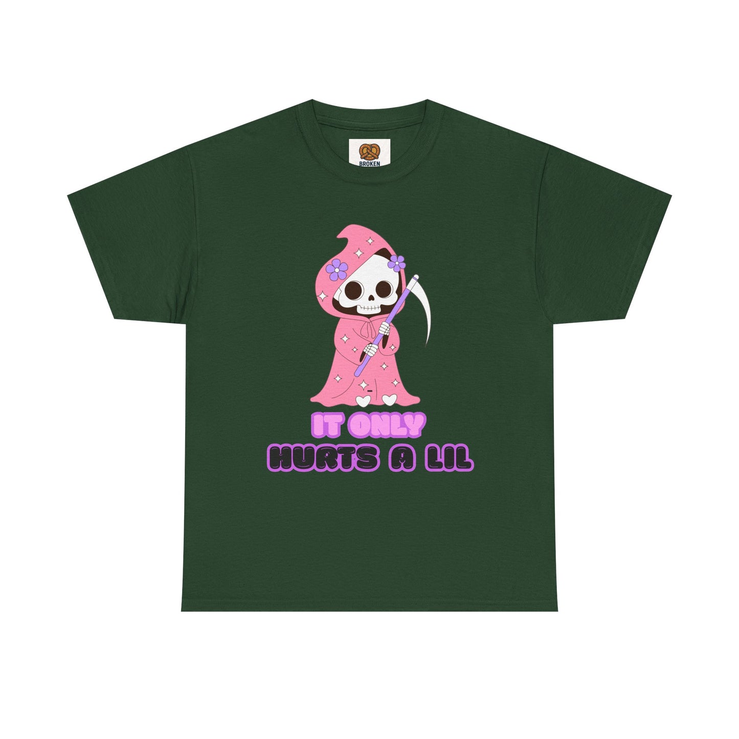 It Only Hurts A Lil Grim Reaper Tee — Cute Goth Skull T-Shirt