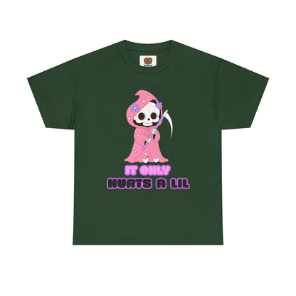 It Only Hurts A Lil Grim Reaper Tee — Cute Goth Skull T-Shirt