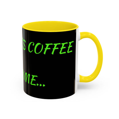 Funny Coffee Mug - "Dear It's Coffee Time" Neon Green Accent Mug (11/15oz)