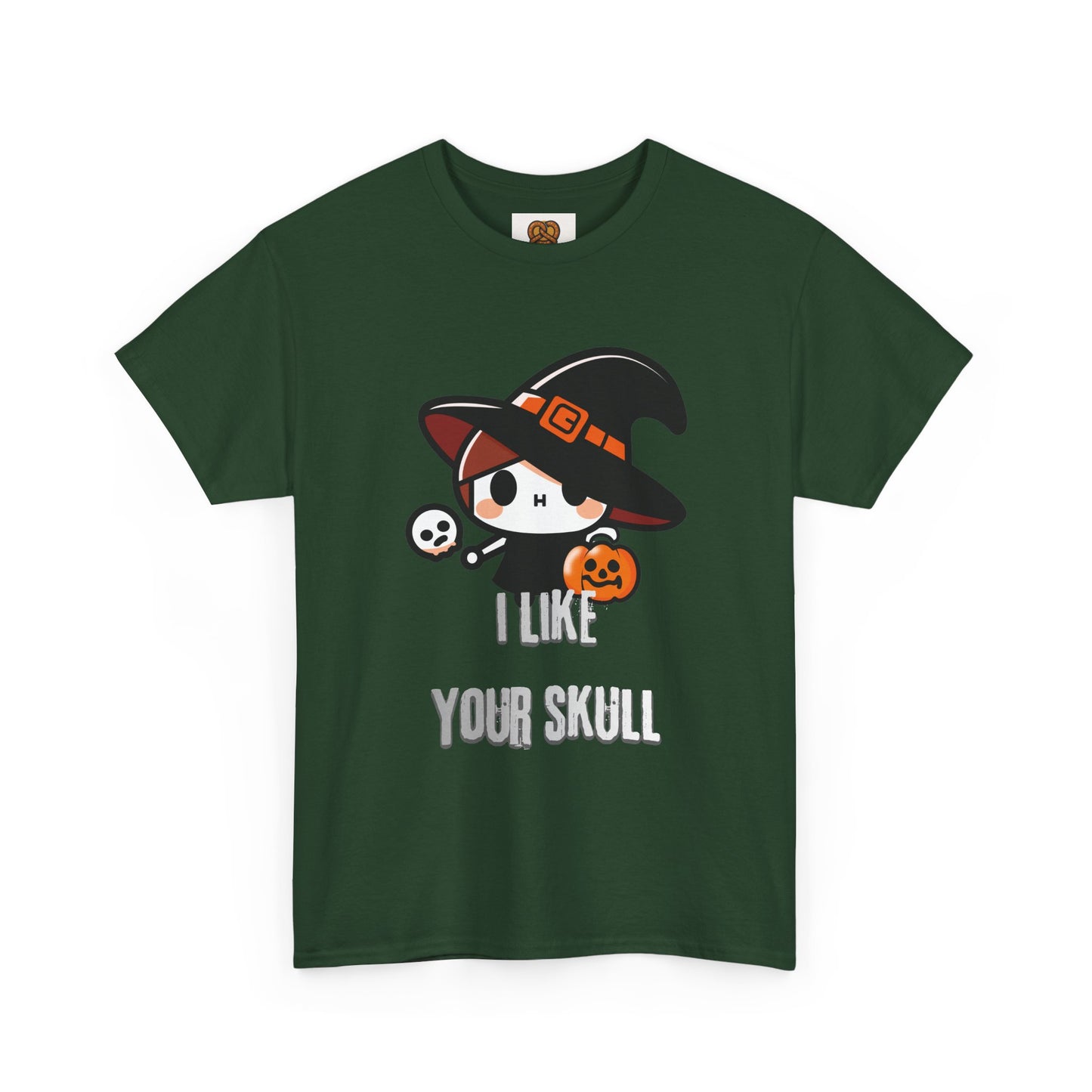Halloween Witch Skull Tee — "I Like Your Skull" Cute Spooky Graphic T-Shirt